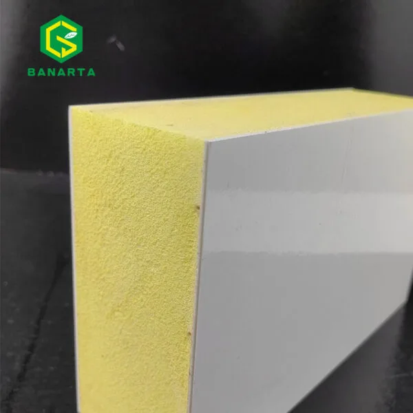 FRP-faced XPS sandwich panel showing the white facing and yellow foam core