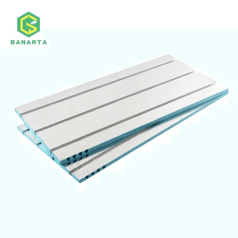 Grooved aluminium-faced foam panel detail